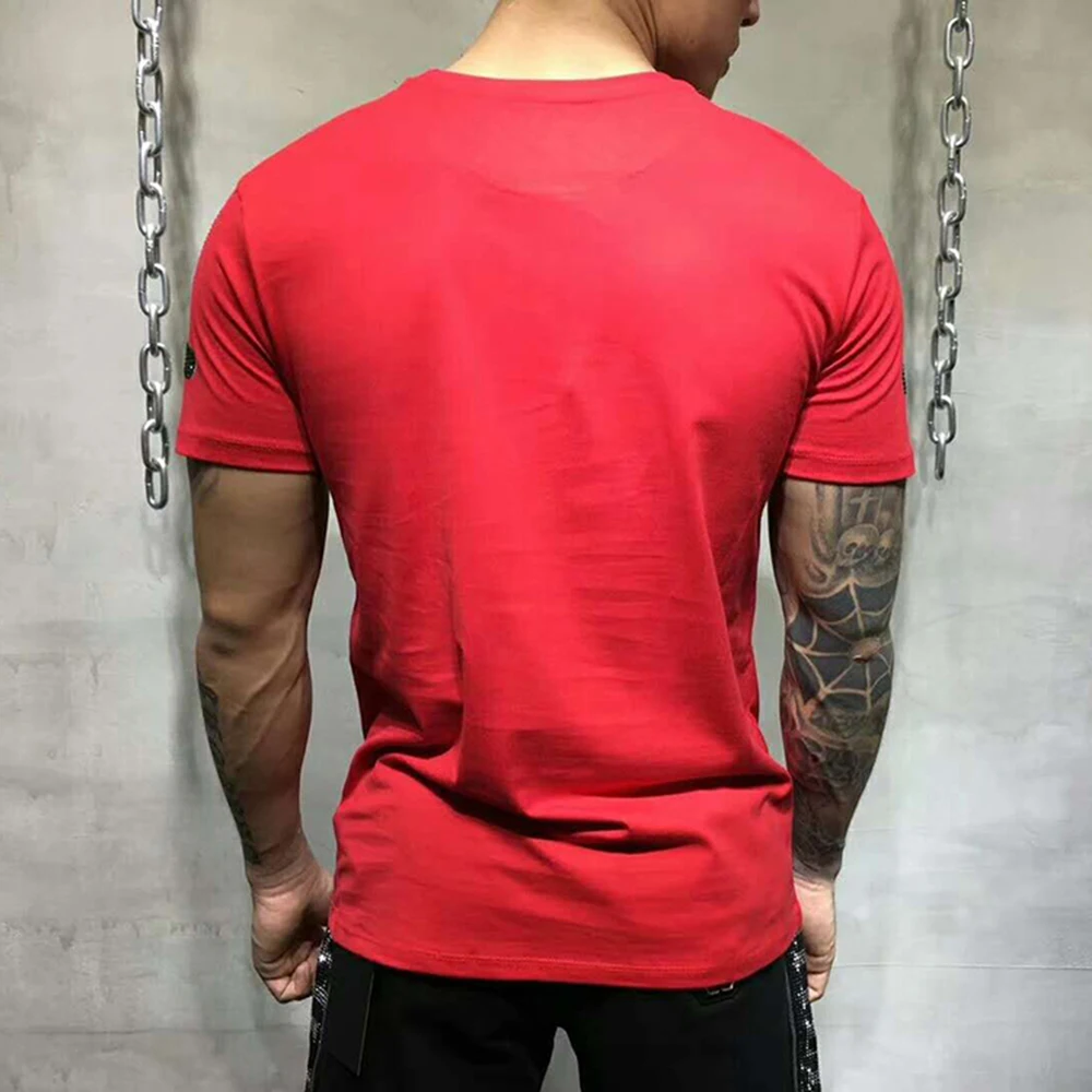 

DUYOU Men T-shirt King of Bling Crystal Skull T shirts Male Breathable Summer Tops For Men Camisetas Hombre Short Sleeve DY0720