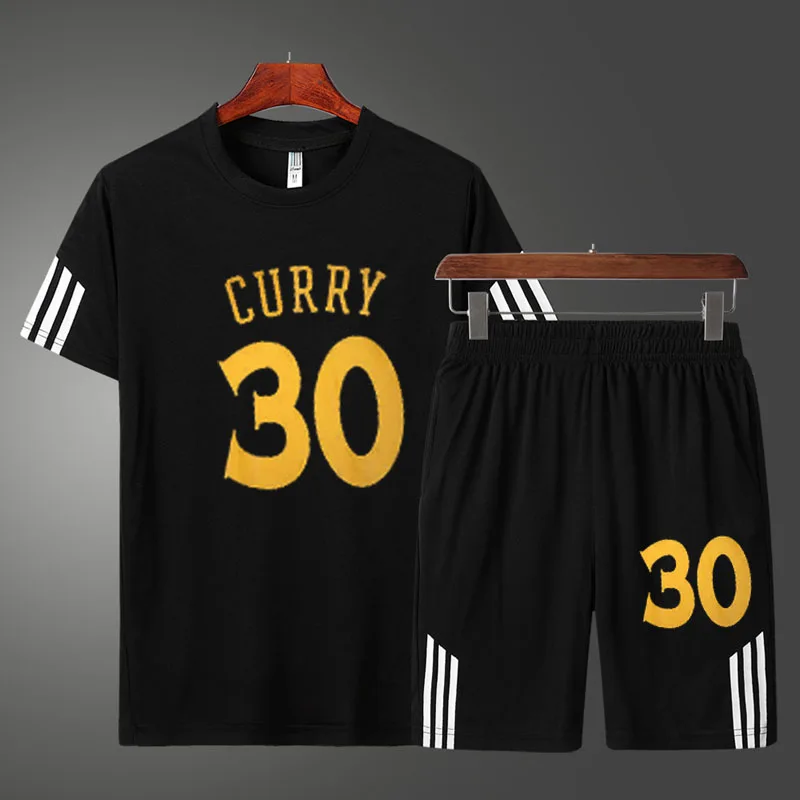 

2021 new summer men's sports suit running suit gym summer two-piece quick-drying clothes ice thin casual short-sleeved shorts