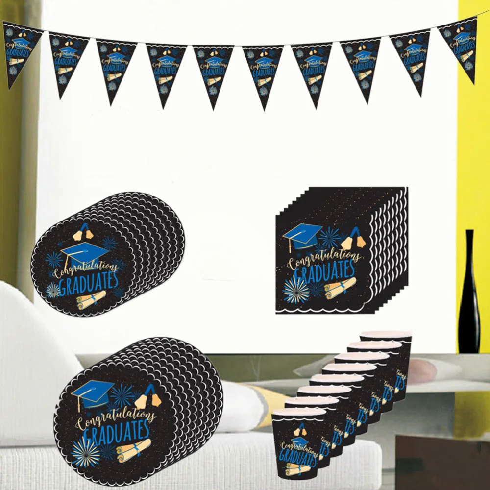 

41 Pcs Graduation Party Props Party Surpplies Banner Plate Cup Suit Party Layout
