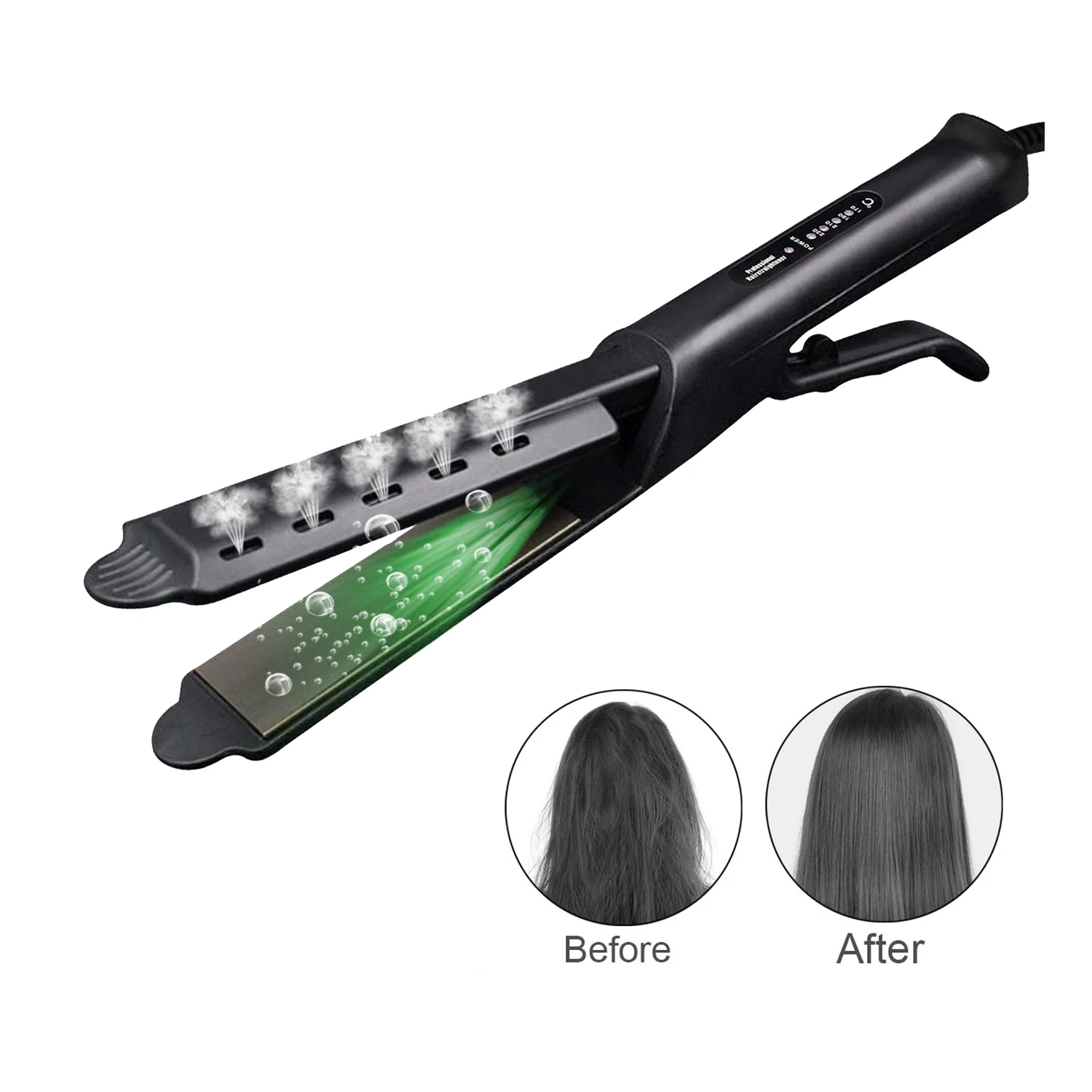 

Professional Flat Iron Hair Straightener Smoothing Steam Hair Styling Tool Ceramic Coat Negative Tourmaline Ionic Straightening