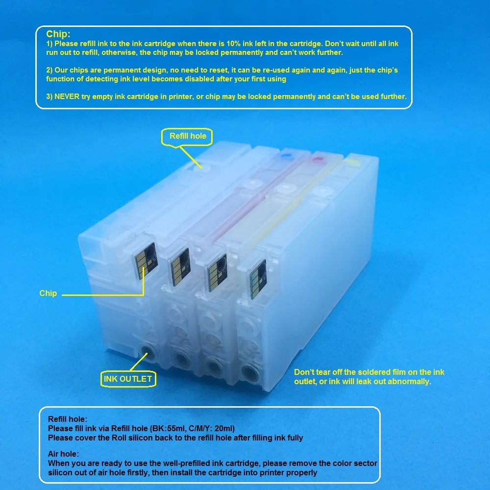 

YOTAT 4*100ml Dye ink + Refillable Ink Cartridge For HP950 HP 950 HP951 for HP officejet Pro 8100 8600 8680 8615 8625