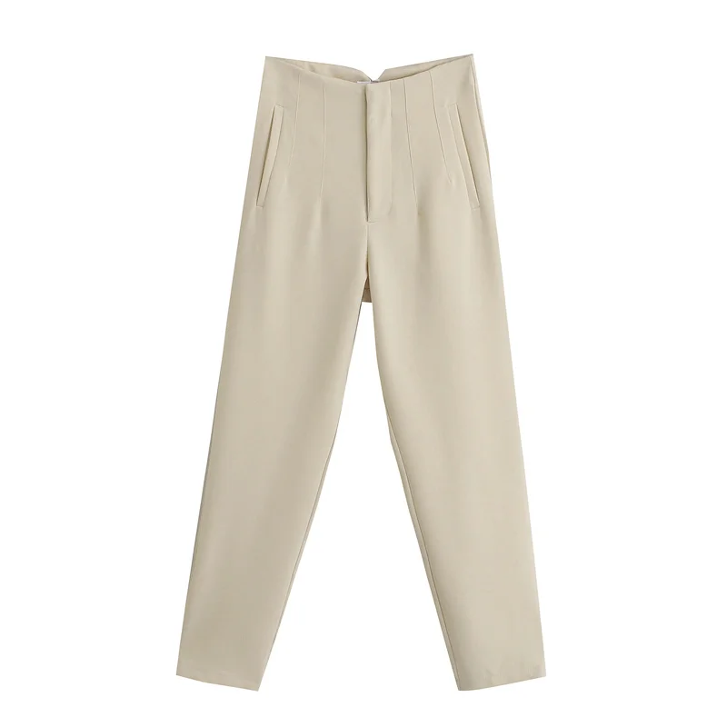 

Pants Chic Button Zip Elegant Pink Casual Woman Pants