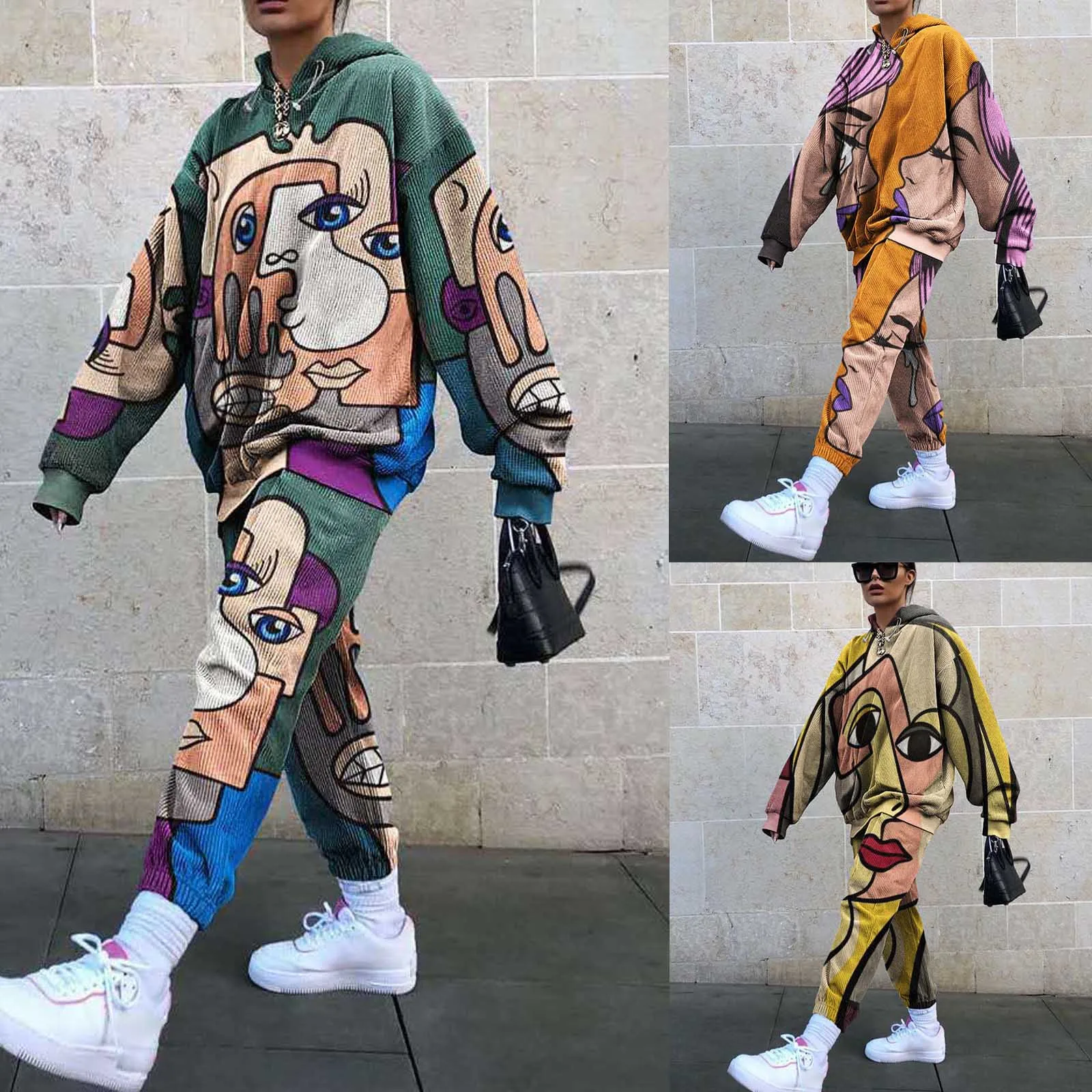 Зимний комплект из двух предметов оверсайз Женский флисовый Топ с длинным