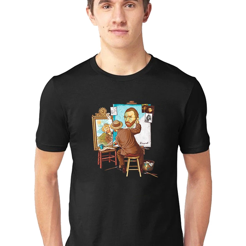

Van Gogh T Shirt Creative Design Van Gogh Self Portrait Graphic Tops Aesthetic Art Casual Men Clothes Summer New Chic T-Shirt