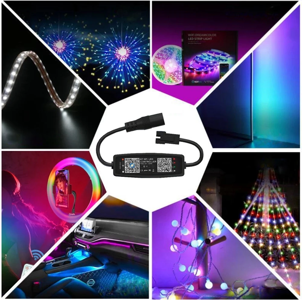 WS2812B LED Controller Bluetooth Music For SK6812 WS2811 WS2812 Pixel Strip Light APP 24/28Keys Remote DC5-24V | Освещение
