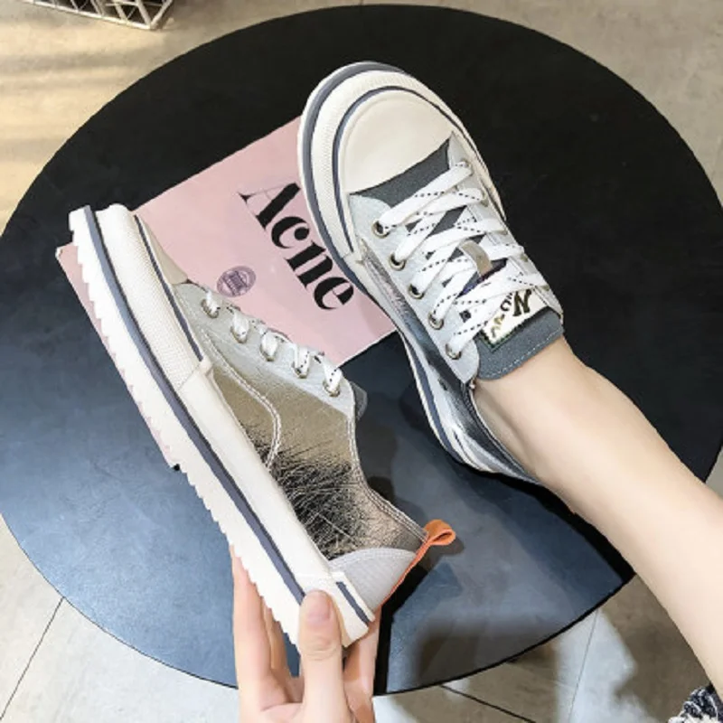 Маленькие белые туфли Новинка 2020 года сезон весна парусиновая повседневная