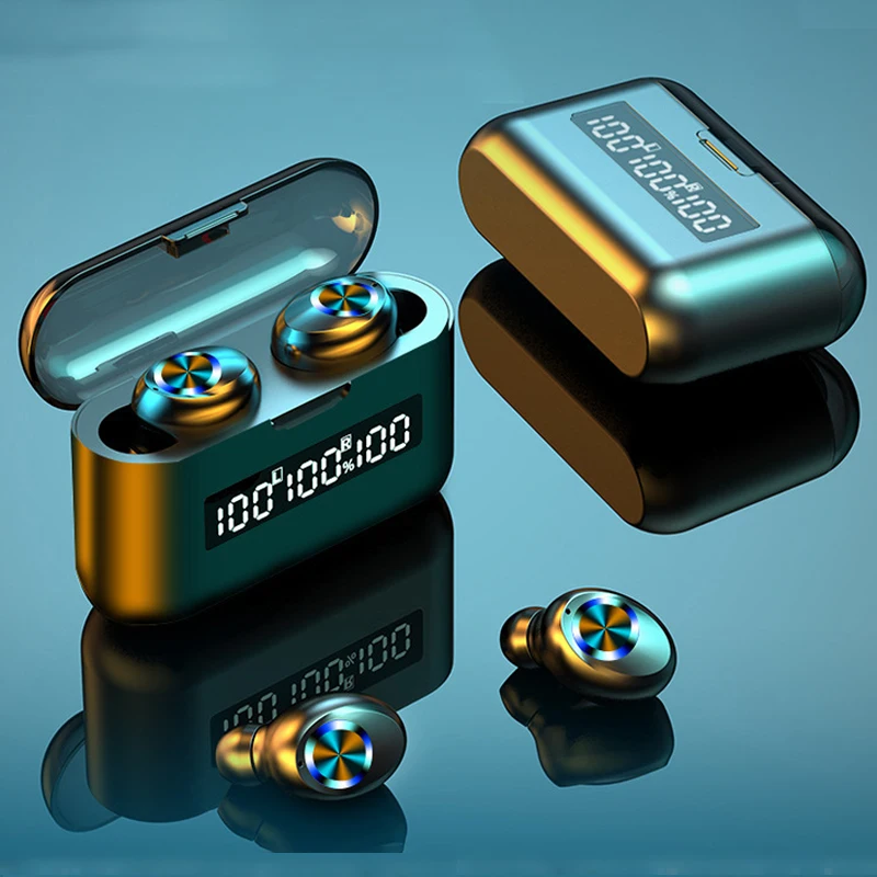 

Bluetooth-compatible Earbuds Wireless Earphone V5.1 2200Mah Power Bank LED Charging Box 9D Stereo Headphone For iphone xiaomi