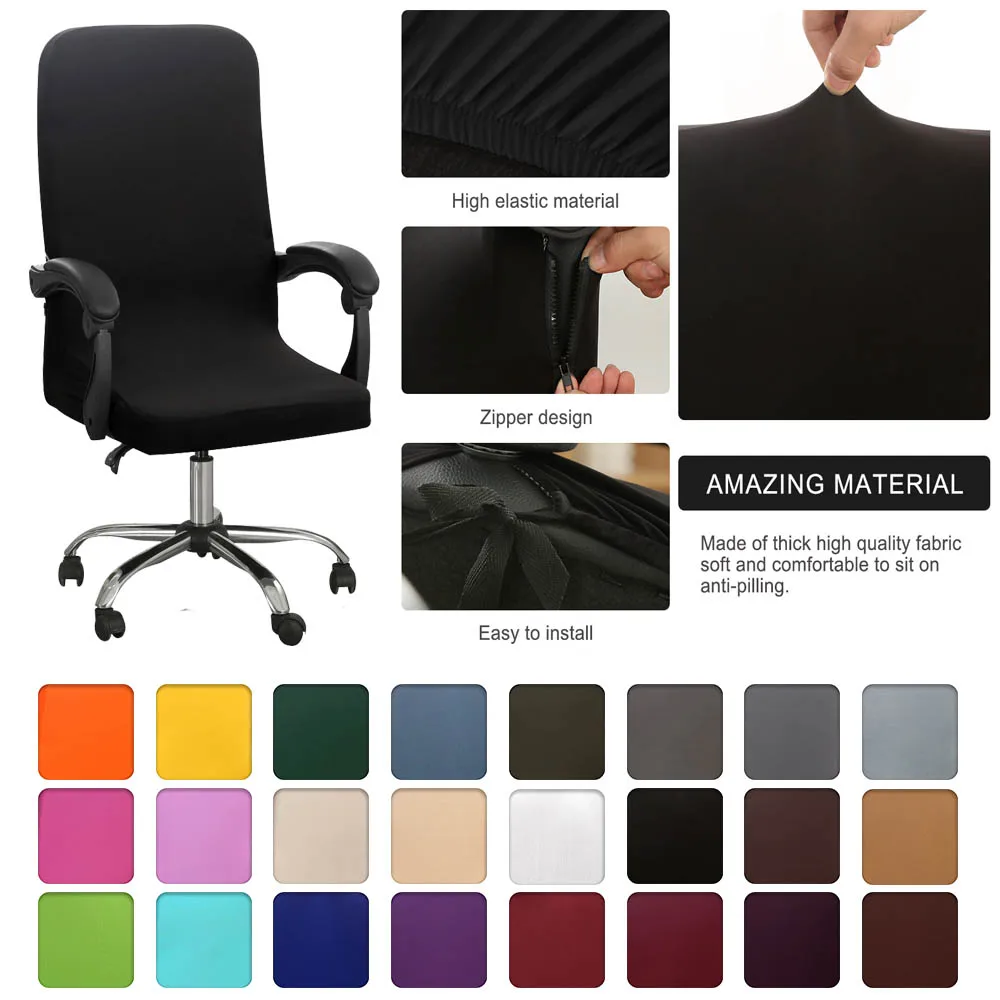 

Solid Color Elastic Stretch Office Chair Cover Spandex Computer Arm Chair Slipcover Dust-proof Rotatable Armchair Protectors M/L