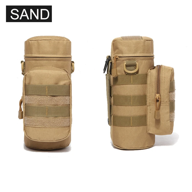 Camo Nylon Water Bag Pouch Metal Clip Molle Bottle Kettle Shoulder Bag Tactical Military Gears For Outdoor Travel Camping Hiking