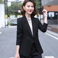 autumn winter professional fashionable women business blazers and jackets one button office work wear suit notched black