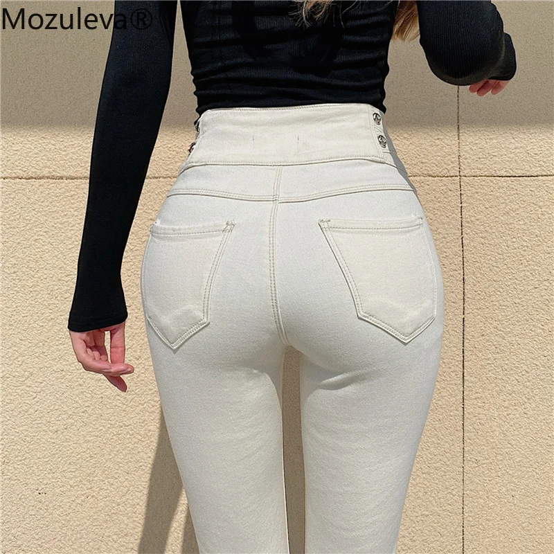

Mozuleva 2021 Spring Sexy High Waist Tassel Ripped Denim Pant Female Trousers Pencil Jeans Women Skinny Pants White Black Jeans