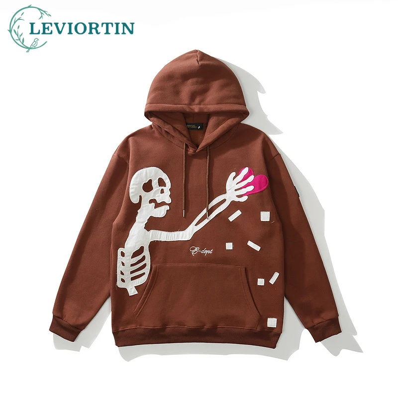 

Мужской пуловер, толстовка с капюшоном, свитшот, готический череп, уличная одежда в европейском и американском стиле, в стиле хип-хоп, ретро, ...