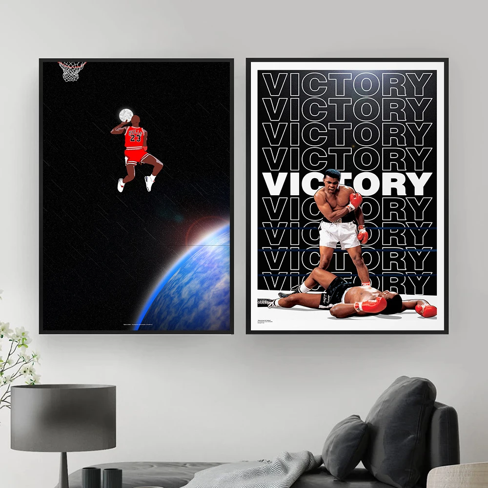 

Classic Muhammad Ali Canvas Painting Famous Boxer Inspirational Poster Wall Art Print Boxing Pictures For Living Room Home Decor