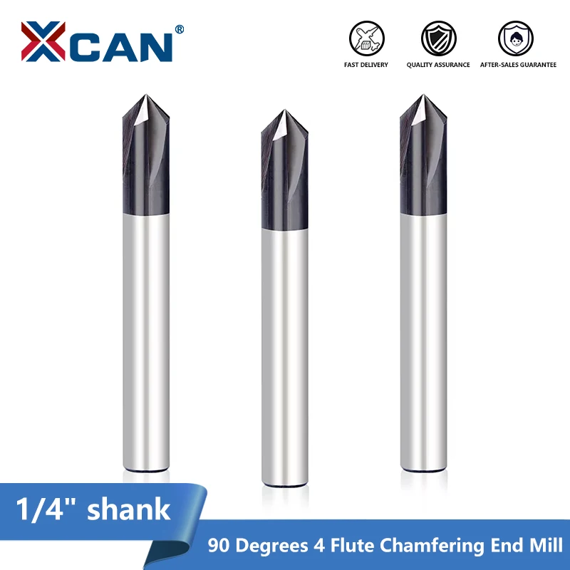 

Концевая фреза XCAN, хвостовик 1/4 дюйма, 4 канавки, 90 градусов