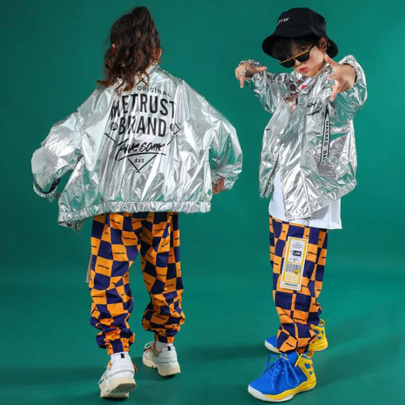 

Детская одежда в стиле хип-хоп, куртка оверсайз, футболка, топы и брюки для девочек, костюм для современных джазовых танцев, одежда для бальн...