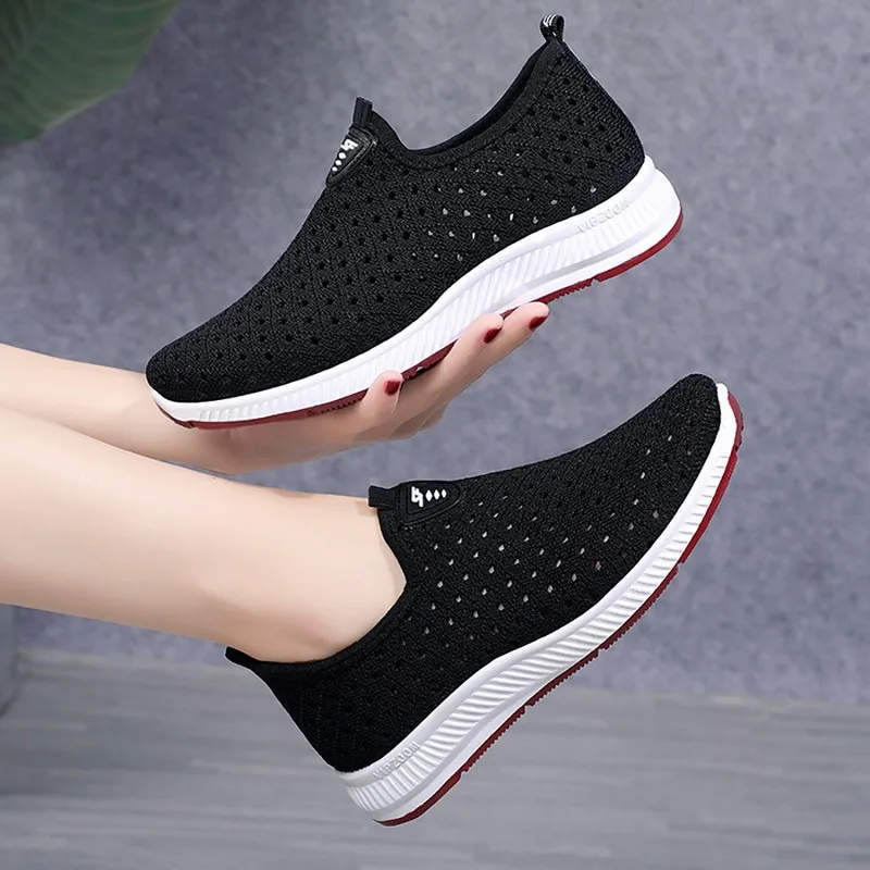 

New Summer Women Shoes Breathable Mesh Sneakers Shoes Ladies Slip on Flats Socofy Loafers Shoes Fashion Trainers Women Sneaker