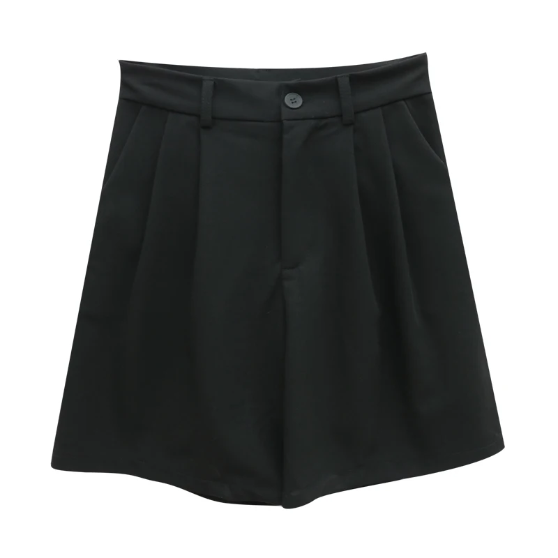 

2021 Summer Women Korean Style Casual Solid High Waist Shorts Fashion Vintage Straight Suits Wide Shorts Plus Size 4xl
