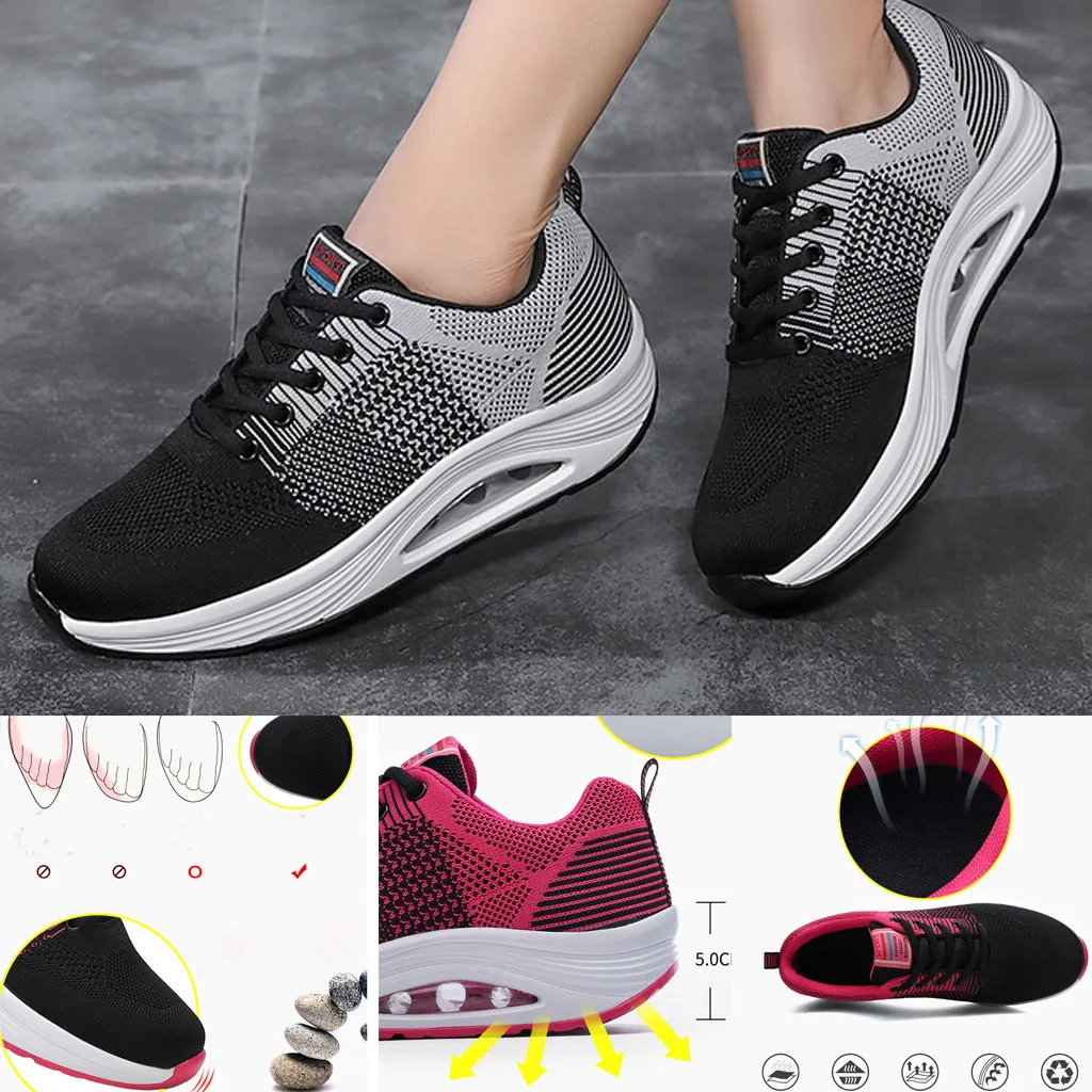 

SAGACE Fashion Lady Sneakers Women Flying Woven Breathable Vulcanized casual shoes women Non-Slip Wear-Resistant Cushion Sneaker