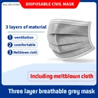 Одноразовые маски для лица 50100200500 шт., 3-слойные фильтры, противопылевые дышащие марлевые маски с заушными петлями, серые маски для взрослых со ртом для лица