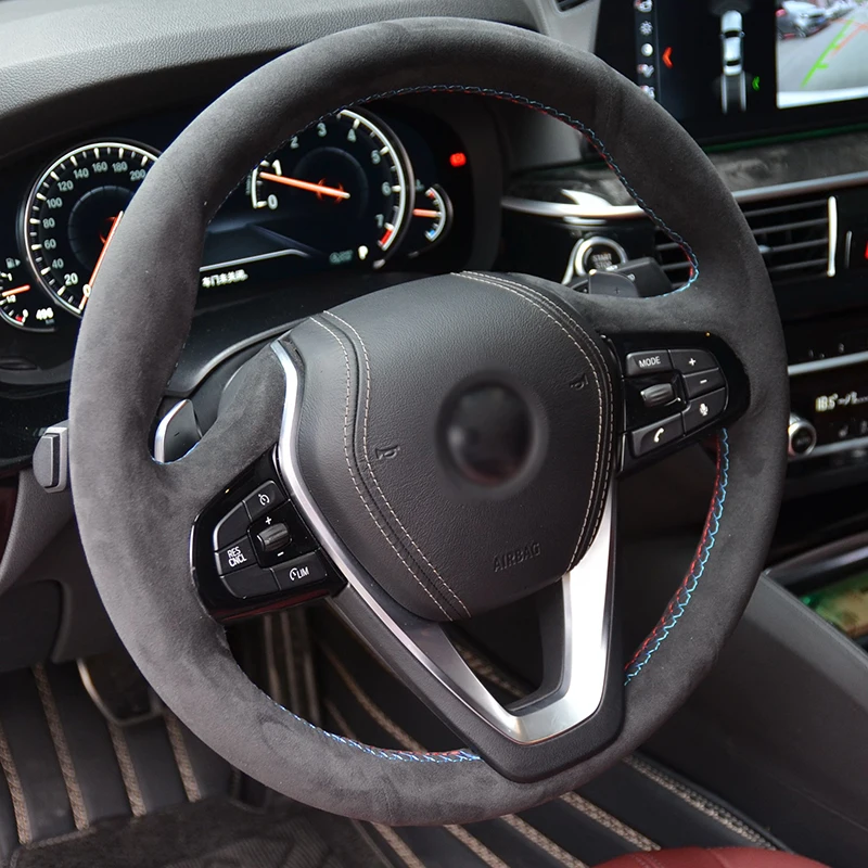 

Black Alcantara Car Steering Wheel Cover for BMW G30 530i 540i 520d 530e 2016-2018 G32 GT 630i 630d 2017-2018