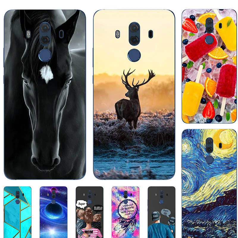 Модный бампер, симпатичный чехол для Huawei Mate 10 Pro BLA-L09 BLA-L29 BLA-AL00 6,0 дюйма, мягкий силиконовый чехол с кошкой, лошадью, цветком, оболочка