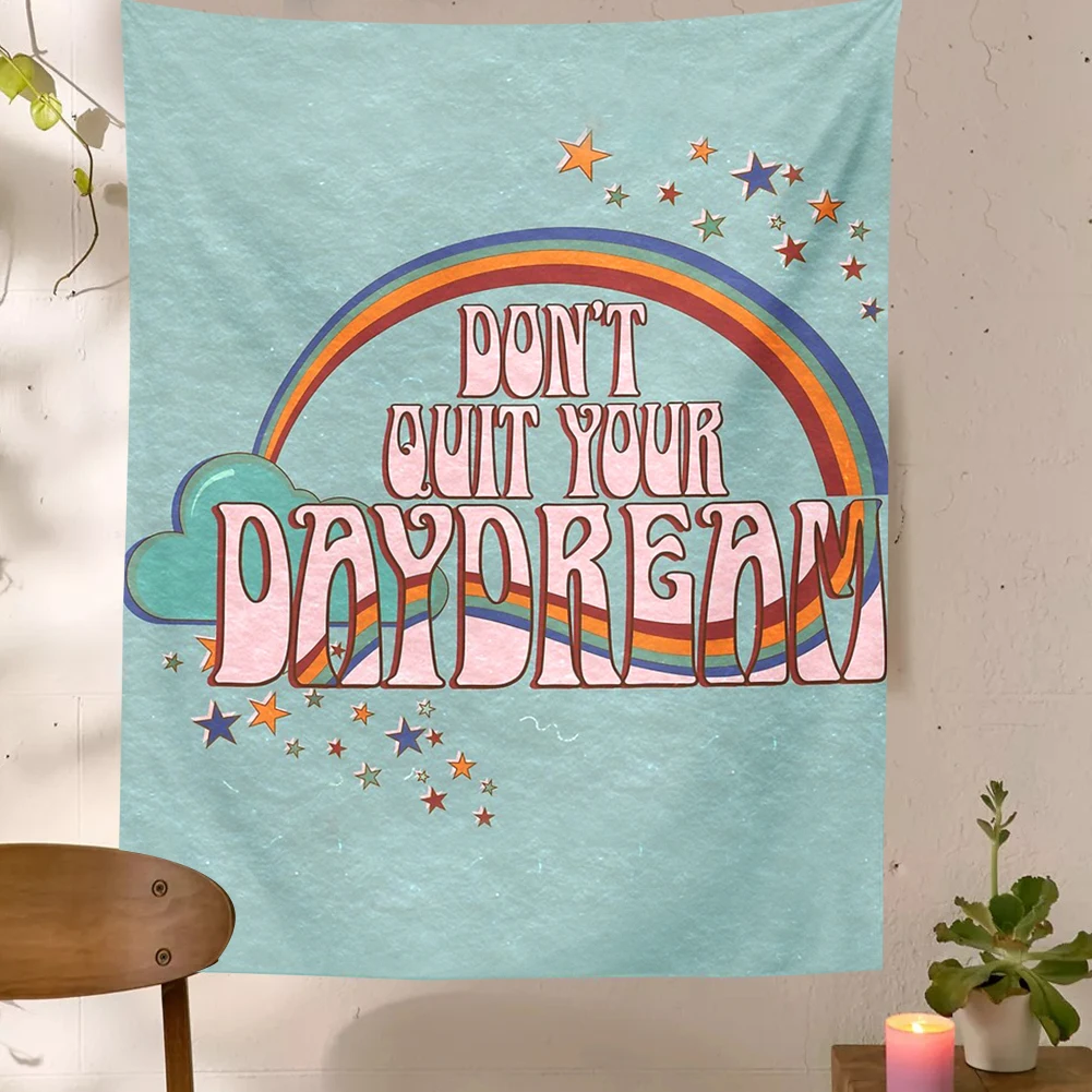 

Motivational Quote 70's Retro Rainbow Art Wall Tapestry Hanging Bohemian Psychedelic Tapiz Witchcraft INS Tapestry Home Decor