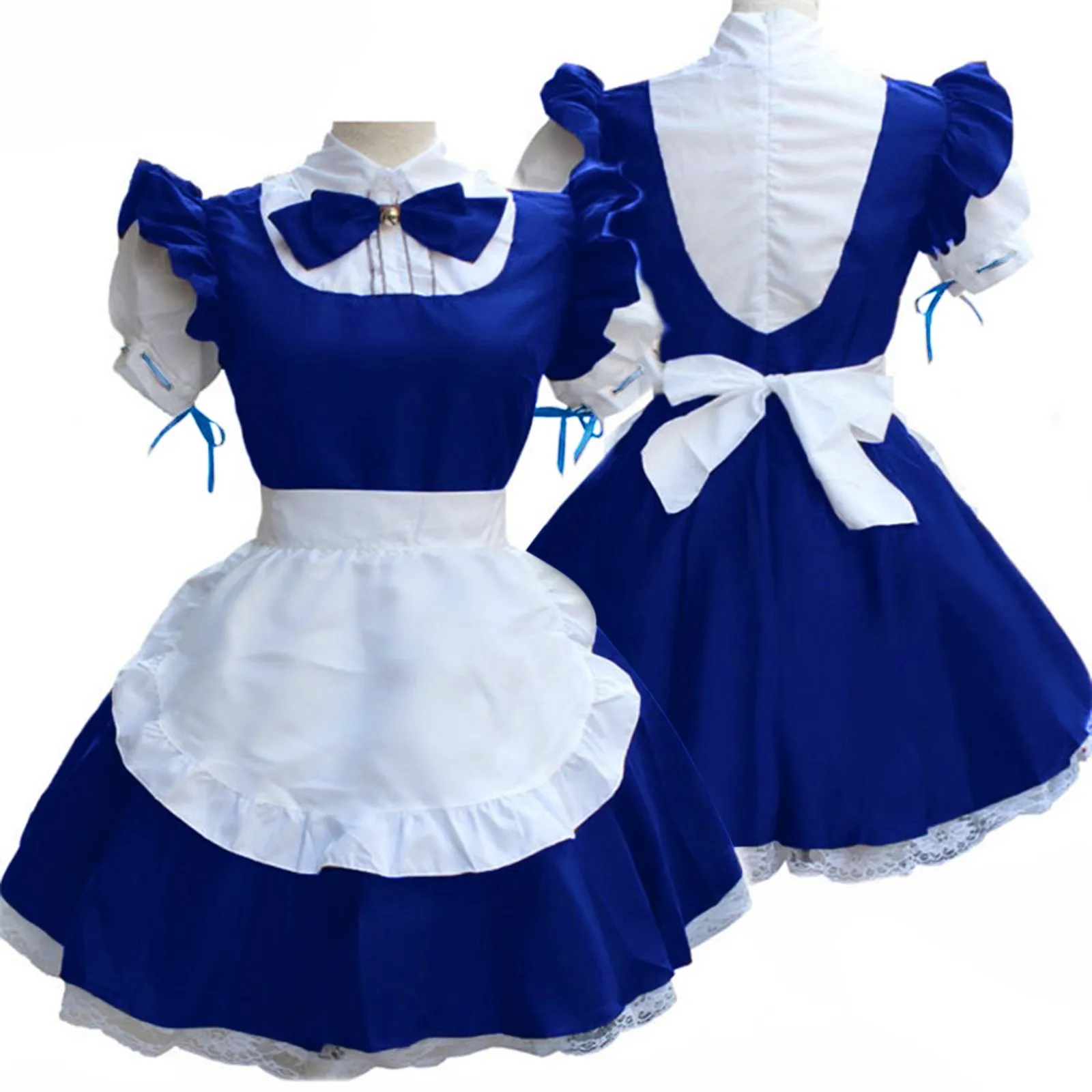 

Fashion Lingerie Dress Sexy Maid Dress Anime Cos-play Costume Women Apron Fake Collar Bowknot Ladies Dress vestido de mujer #19