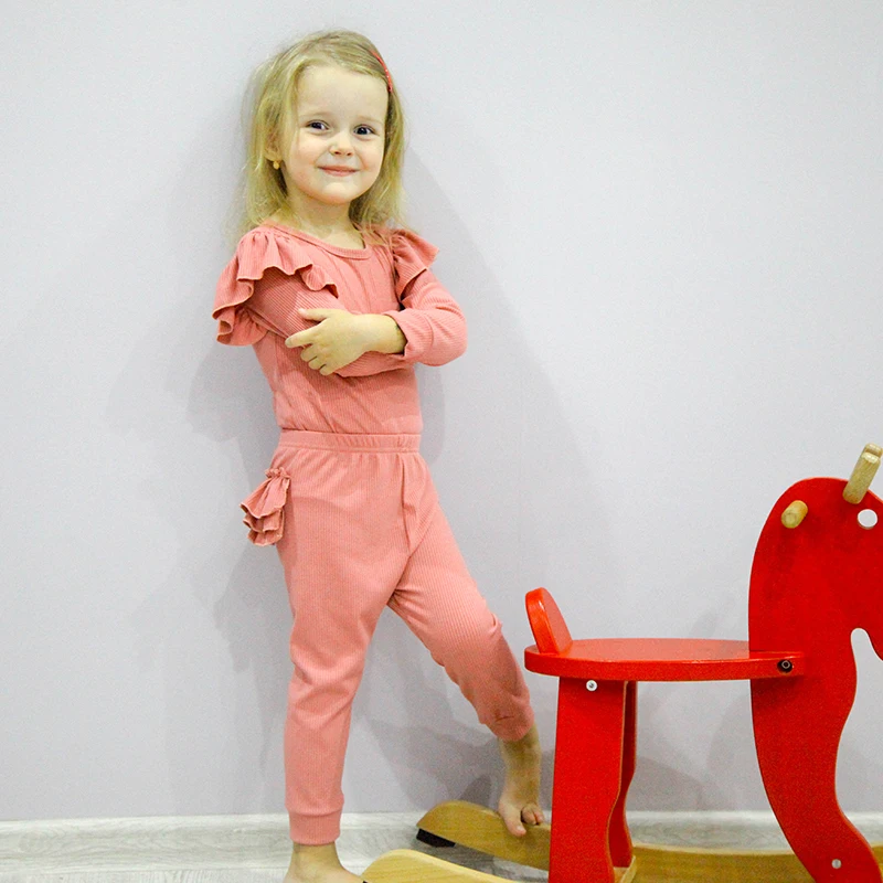 clothess Baby Girl Clothes 2Pc Set Newborn Ruffle Sleeve Bodysuit+Comfortable Pants Infant Toddler Boy Q20 | Детская одежда и