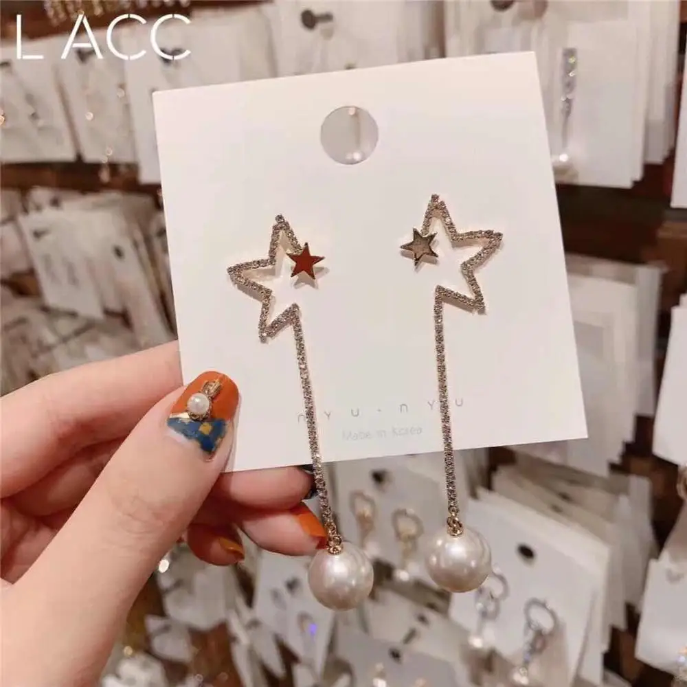 Корейские серьги 2019 дюйма элегантные блестящие серьги-капли для женщин модные