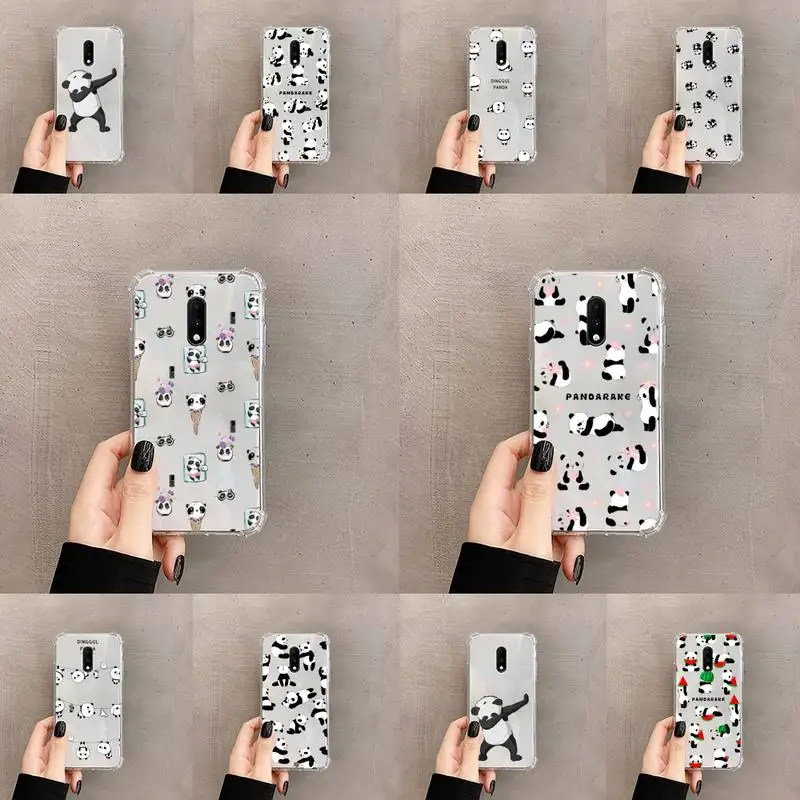 

Cute Cartoon panda Phone Case Transparent For OnePlus MEIZU MEITU M 7 8 9 16 17 T PRO XS moible bag