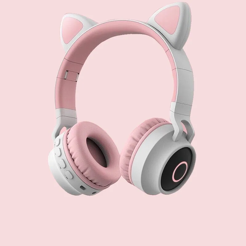 

LED Cat Ear Headphones Bluetooth 5.0 Noise Cancelling Adults Kids girl Headset Support TF Card FM Radio With Mic Wireless+Wired