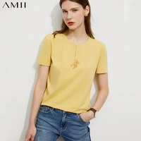 amii minimalism summer new womens tshirt offical lady oneck printed loose womens tops causal cotton womens shirt 12140485