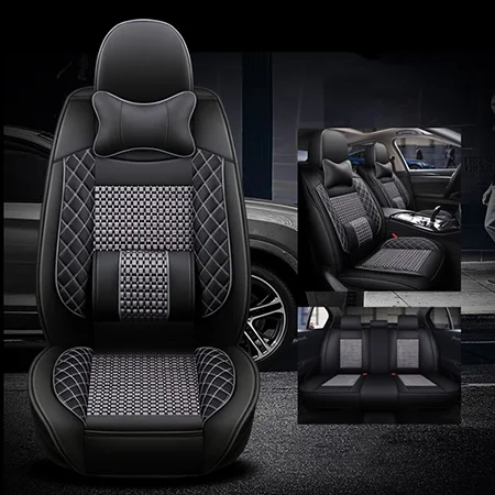 Gray have polliws Кожа и шелк льда 5 машинные места чехлы для сидений kia soul Morning Picanto daewoo lanos nexia toyota aqua aygo zotye t600 автокресла - Название цвета: Gray have polliws
