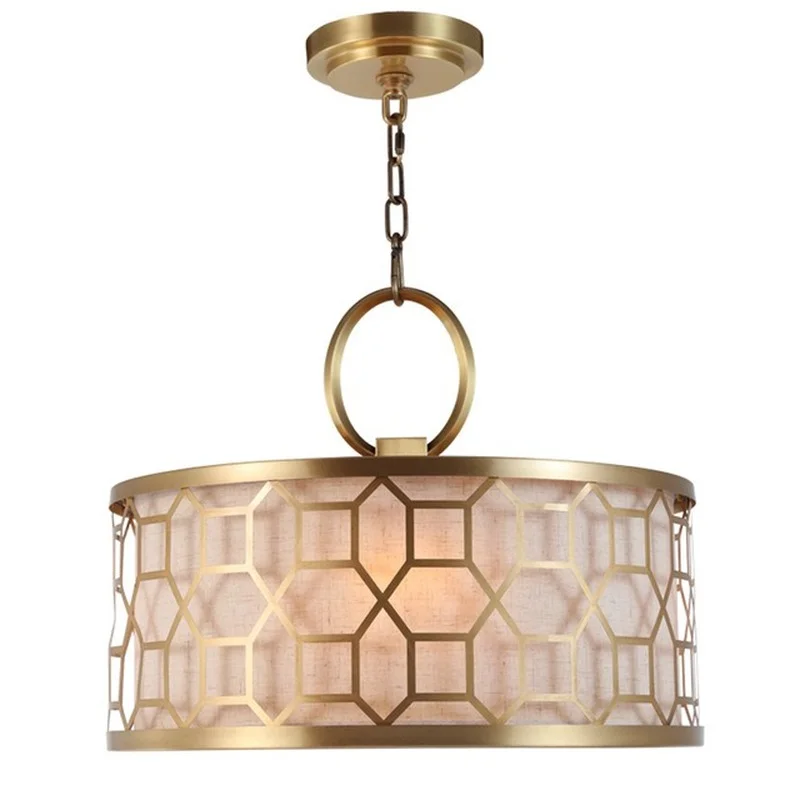 Европейская люстра современная светильник из ткани с черным и золотым оттенком