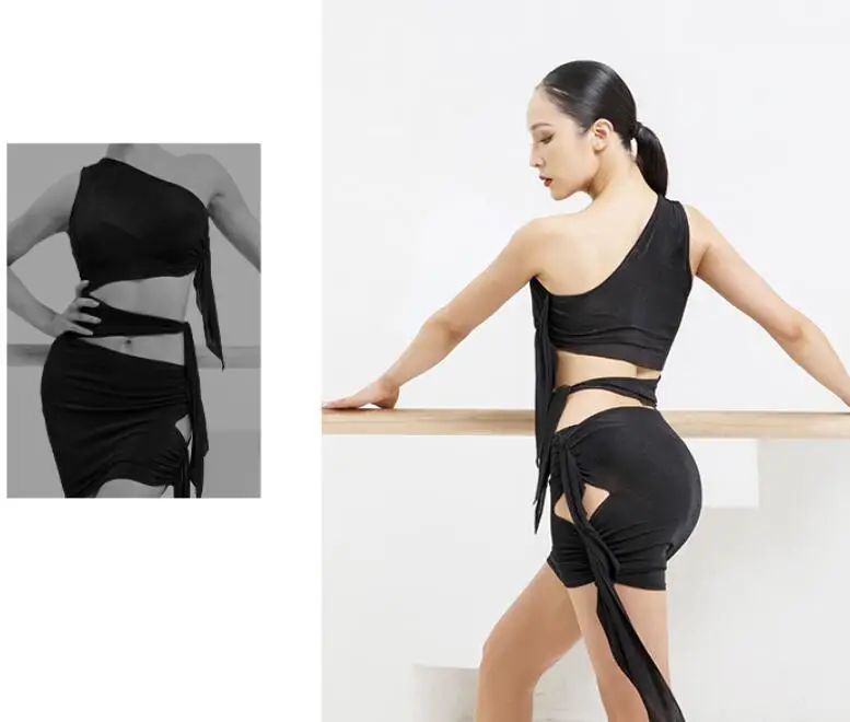 

black pink Latin Dance Dress hollow out latin dress Tango Dress Rumba ChaCha one shoulder Latin Dresses zym 2126