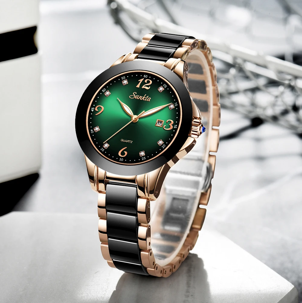 

SUNKTA Fashion Women Watches Rose Gold Ladies Bracelet Watches Reloj Mujer 2019 New Creative Waterproof Quartz Watches For Women
