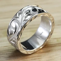 new luxury silver color rings exquisite engraved flower ring for men women anniversary gifts wedding engagement rings brinco