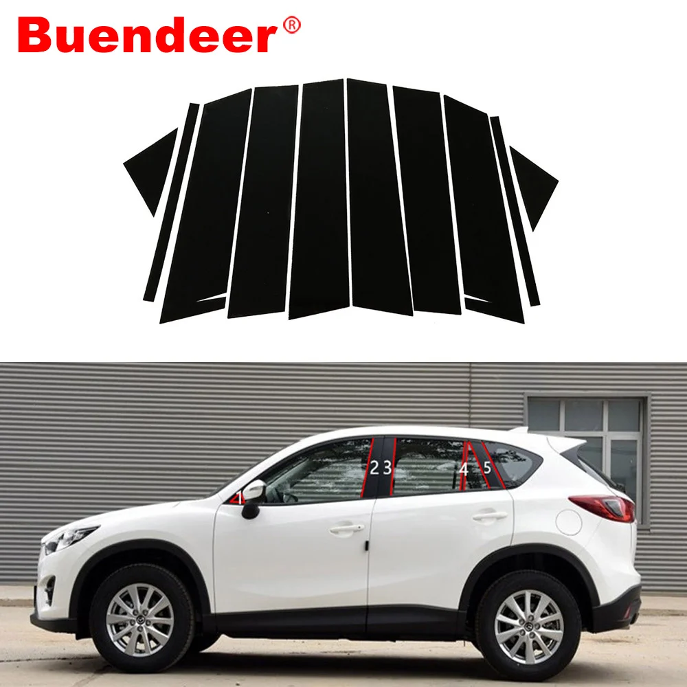 10 шт. черная накладка Buendeer на окно автомобиля для Mazda CX5 2011 2012 2013 2014 2015 2016|Наклейки