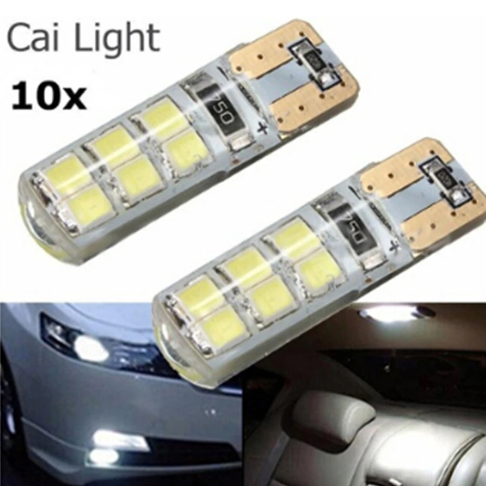 

2021 New 10pcs T10 LED Car Super Bright License Plate Lamp Energy Saving Durable Silicone Car License Light Bulb Car Accessories