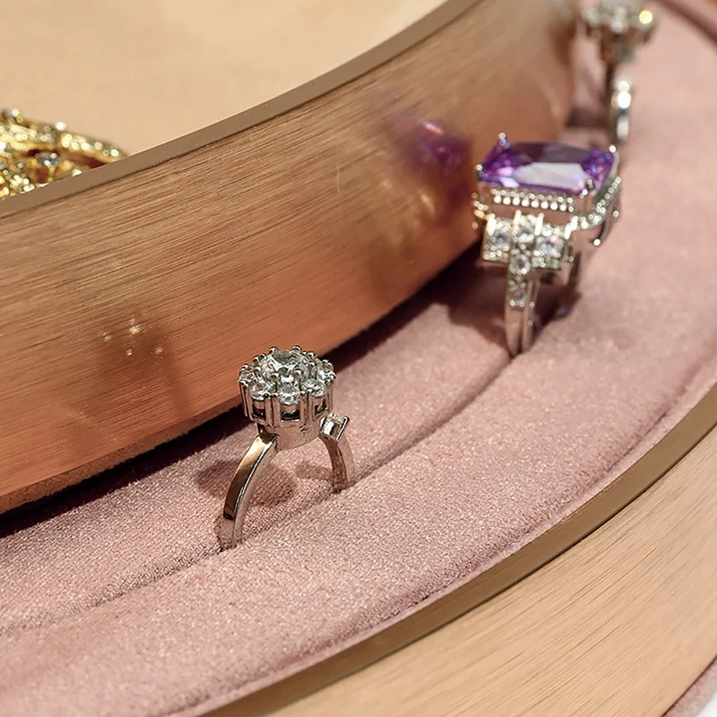 

Velvet Suede Ring Earrings Organizer Grey Jewelry Storage Tray Jewelry Show Case Women Jewelry Storage