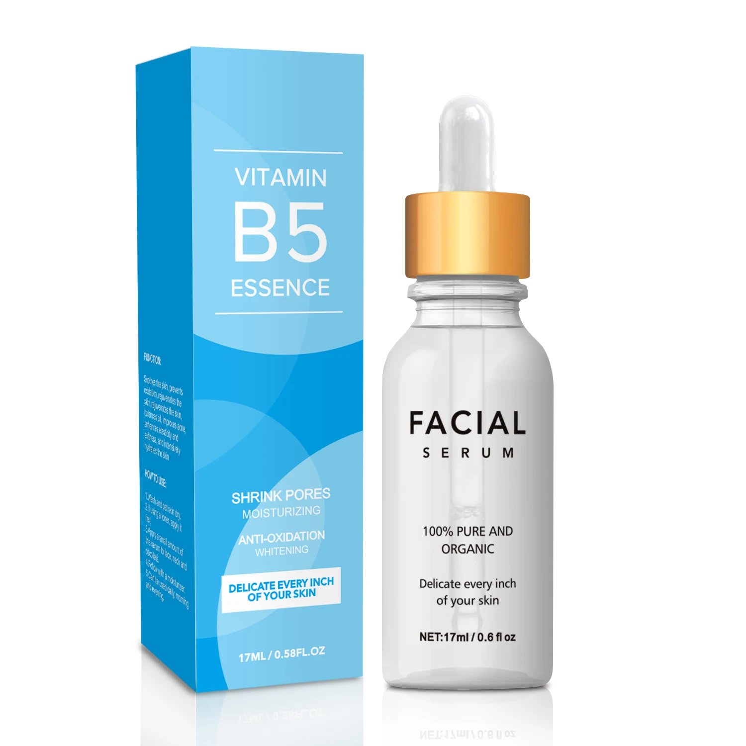 100% Pure 17ML Vitamin B5 Essence Moisturizing Lift Firming Skin Shrink Pores Hydrating skin Care Whitening Essence Facial Serum