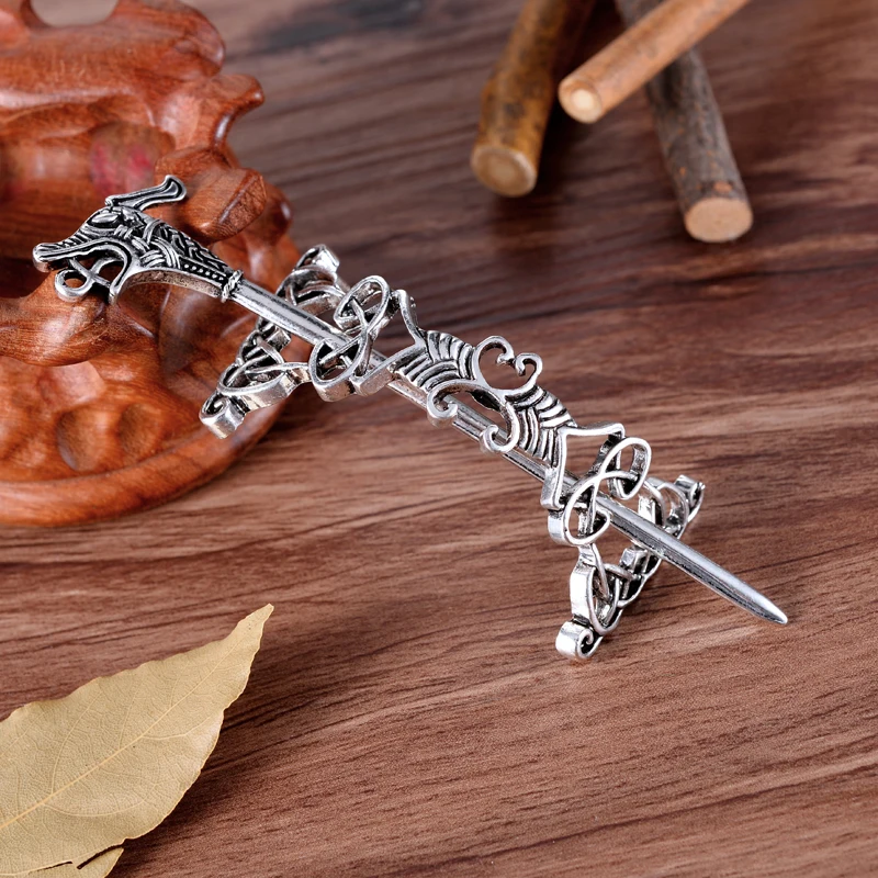 Viking Hair Hairpins Jewelry Celtics Knots Crown Vintage Style Antique Silver Color Clips Gift for girl women | Украшения и