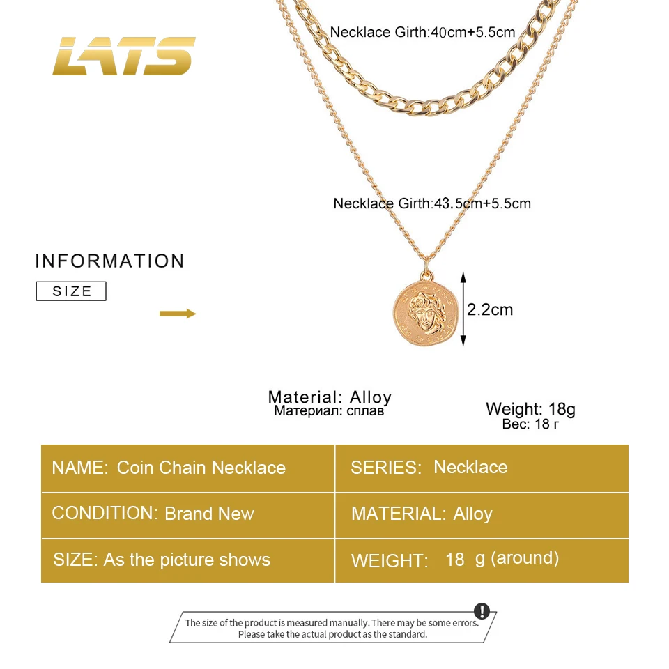 

New Hip Hop Double Layer Queen Coin Head Short Clavicle Chain Metal Thick Chain Necklace For Women Choker Party Jewelry