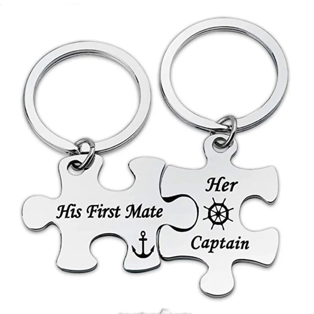 Yamily пара нержавеющие стальные брелки ее капитан его первый помощник головоломка
