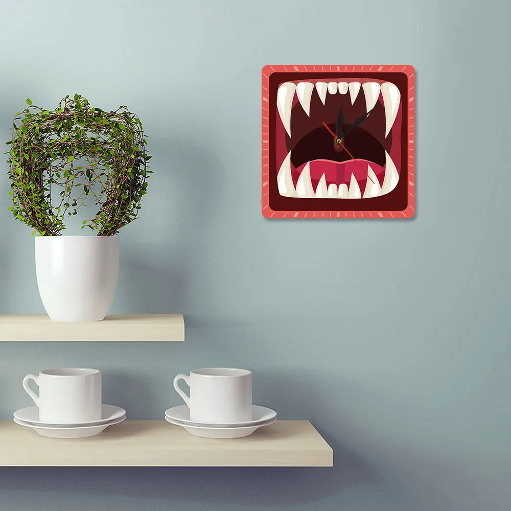Жуткий рот дети гостиная квадратные настенные часы вампир Дракула страшные