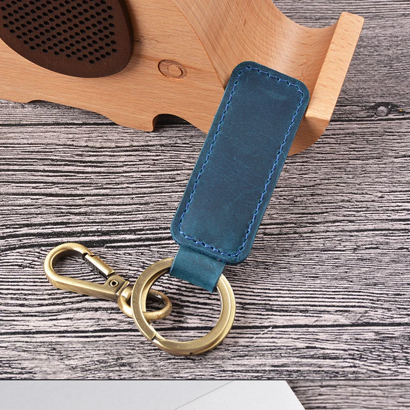 Двойные кольца для ключей женщин и мужчин Разноцветные Подвески из воловьей кожи