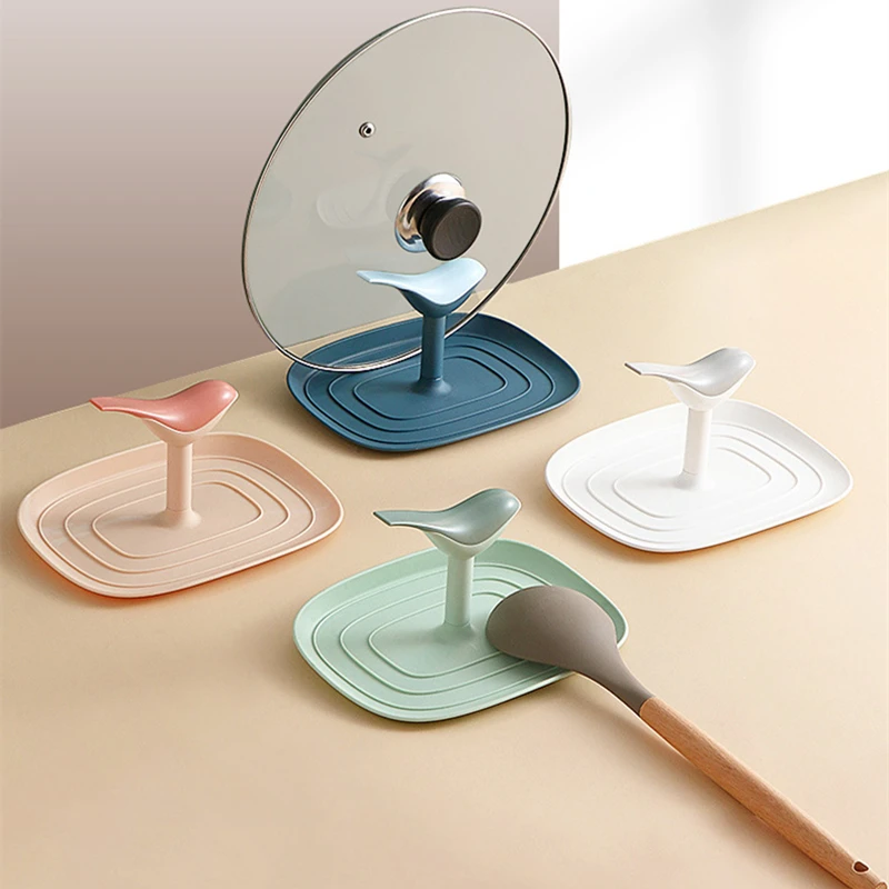 

Multifunction Spatula Ladle Shelf Bird Shape Pot Lid Soup Spoon Non-Slip Holder Rack Cookware Pad Kitchen Storage Gadgets