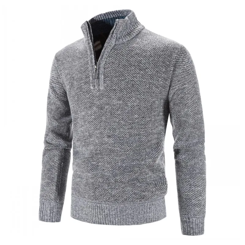 

Мужской свитер с воротником-стойкой, однотонный трикотажный приталенный флисовый пуловер, размеры до 3XL, Осень-зима 2021