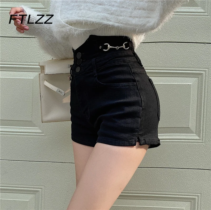 Korean Chic Denim Shorts Women Slim 