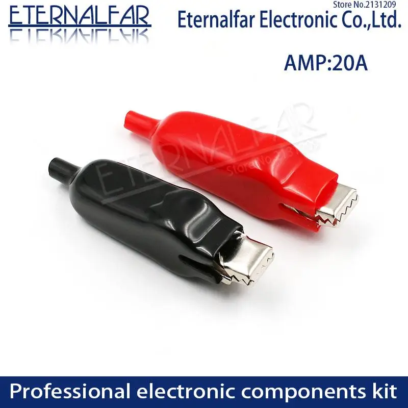 2PCS 20A Sheathed Alligator Clips Electrical DIY Test Leads Double Ended Crocodile Roach Jumper Wire|Щипковые зажимы| |